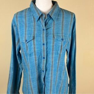 The Northface Women's Shirt XL Blue & Gray 100% Cotton 2 Pockets